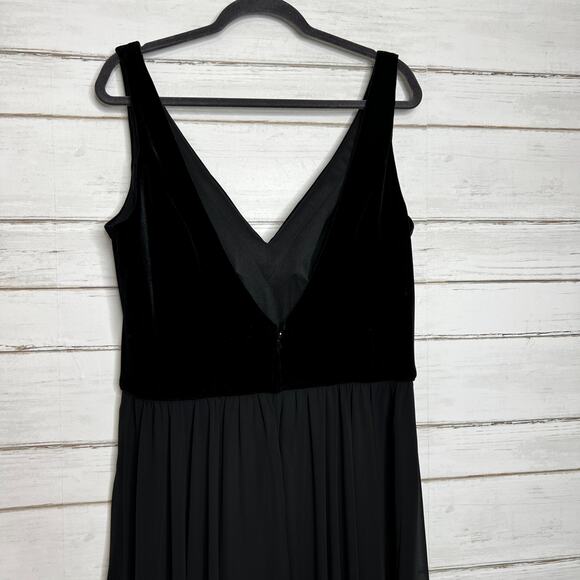 Mori Lee Black Velvet Chiffon Gown Dress Plus Size 16 - Picture 14 of 15